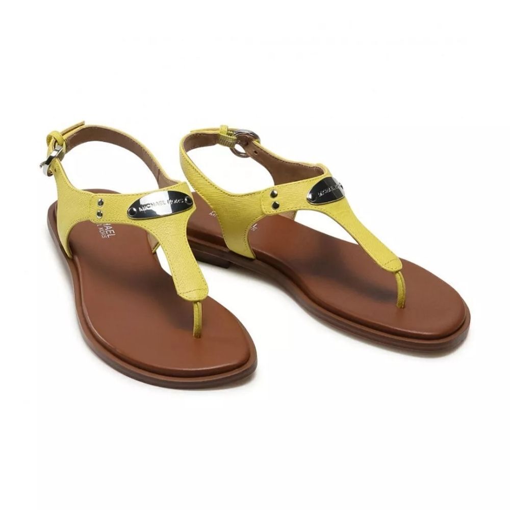 Michael Kors Plate Thong flat sandal in yellow leather NEE WITH DUSTBAG - Picture 3 of 12